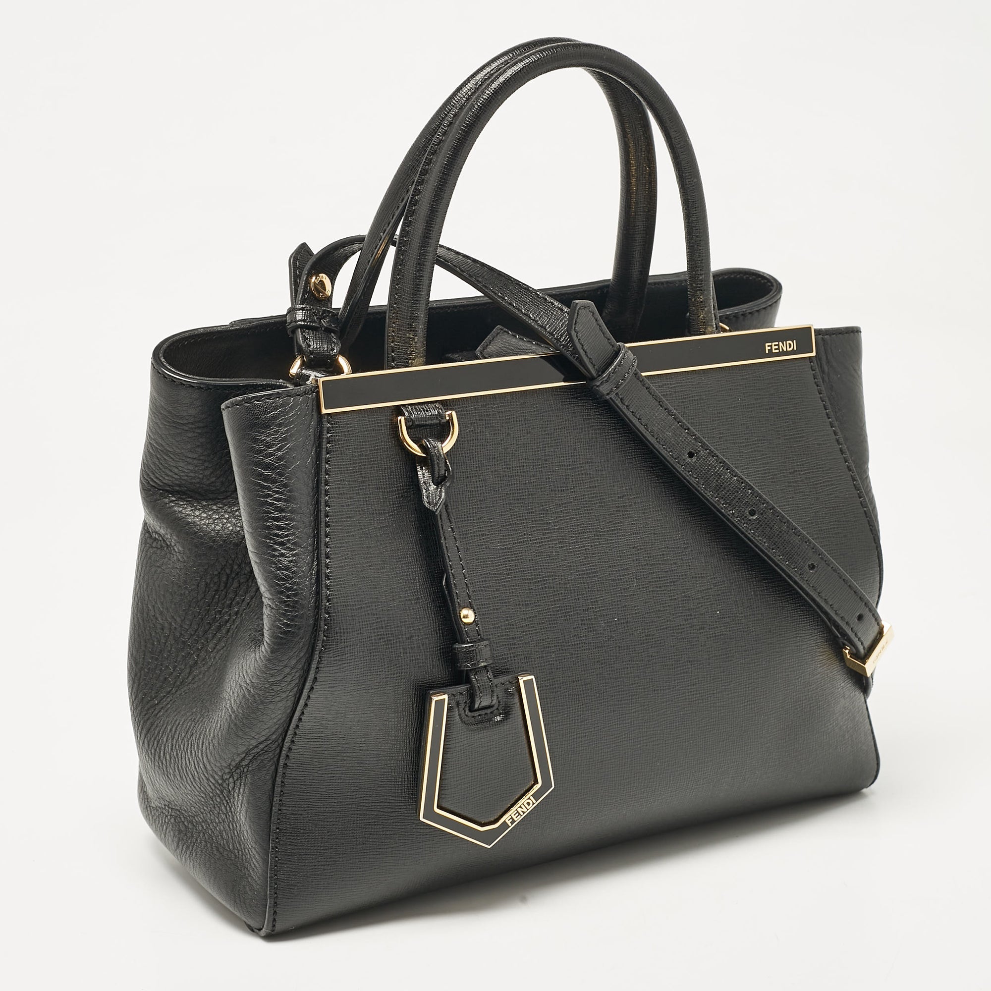 Fendi Black Leather Small 2Jours Tote