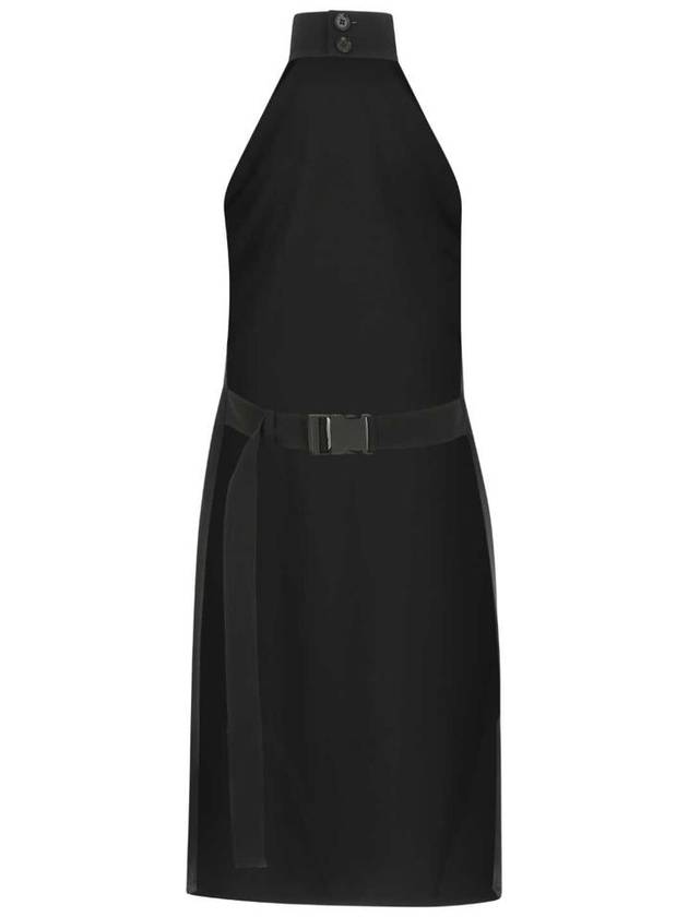 Burberry funnel neck backless belted top midi dress