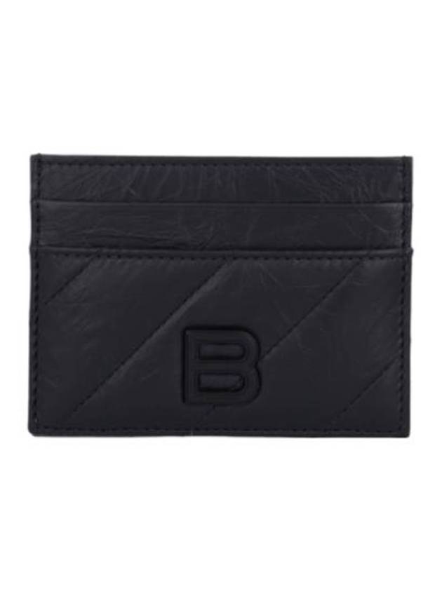 Balenciaga Crush Leather Card Wallet Black