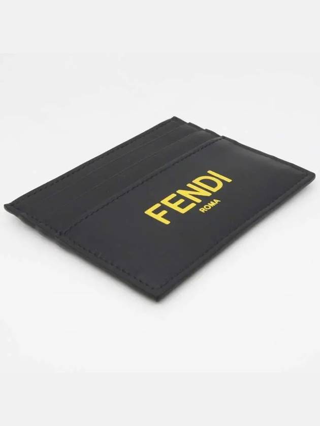 Fendi Logo Leather Card Wallet Black Yellow
