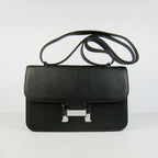 Hermes Calf Leather Message Bag H020 Black Silver