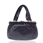FENDI Vintage Rare Dark Brown Nappa Leather Handbag Satchel