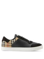 Burberry Checked Leather Suede Low Top Sneakers Black