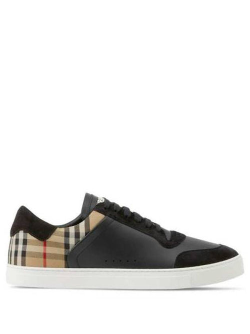 Burberry Checked Leather Suede Low Top Sneakers Black