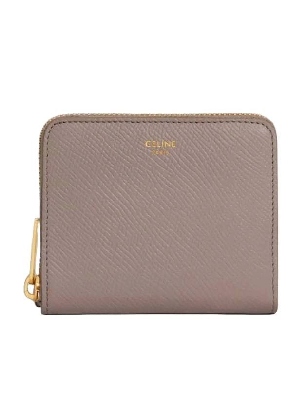 CELINE Small Zip Essential Grained Calfskin Card Wallet Peeble