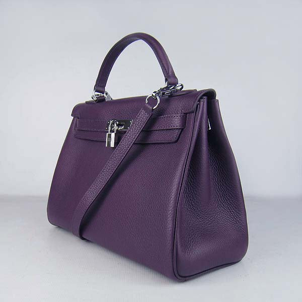 Hermes Kelly 32cm Togo Leather Handbag 6108 Purple Silve