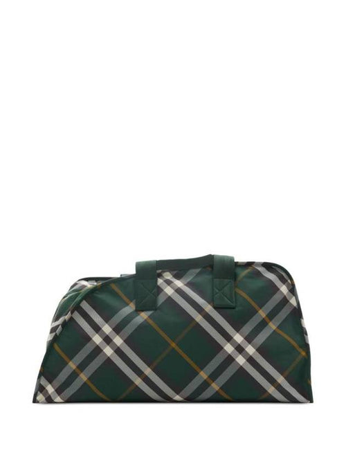 Burberry Shield Check Pattern Large Duffel Bag Green