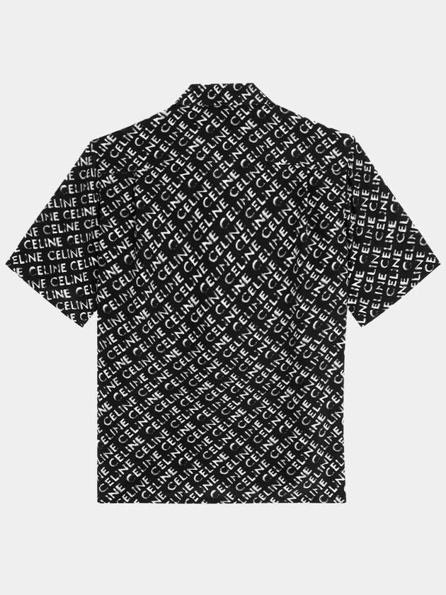 CELINE All Over Logo Hawaiian Silk Short Sleeve Shirt Black