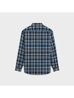 CELINE Loose Lumberjack Check Cotton Long Sleeve Shirt Navy