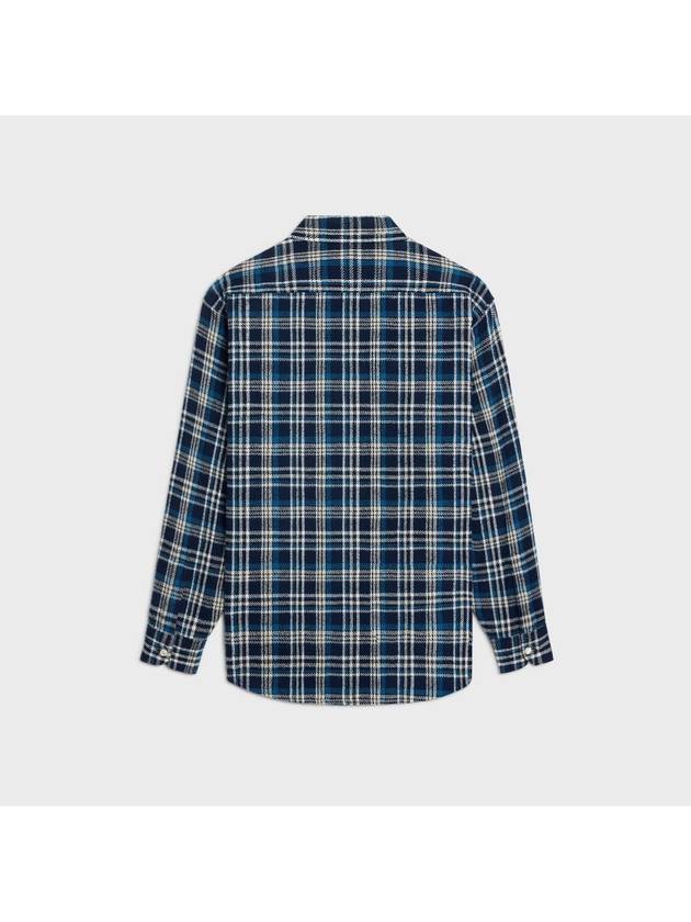 CELINE Loose Lumberjack Check Cotton Long Sleeve Shirt Navy