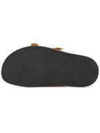 Fendi Women's FF Leather Fill Flat Sandals Slippers Beige