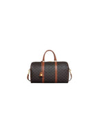 CELINE Medium Travel Triomphe Canvas Calfskin Duffel Bag Tan