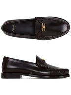 CELINE Luco Triomphe Polished Bull Loafers Burgundy