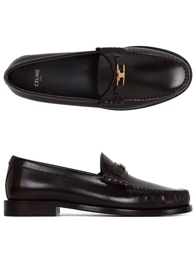 CELINE Luco Triomphe Polished Bull Loafers Burgundy