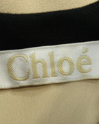 Chloe Two-Tone Sleeveless Keyhole Dress in Beige Viscose