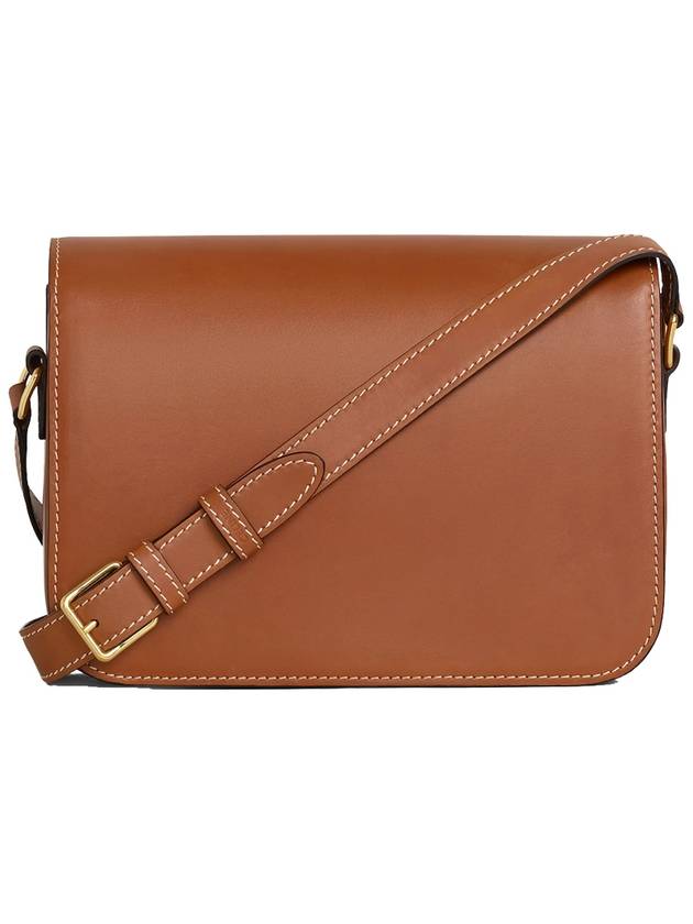 CELINE Triomphe Medium Calfskin Shoulder Bag Tan