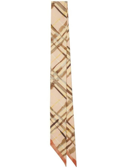 Burberry Skinny Reversible Check Silk Scarf Teacup