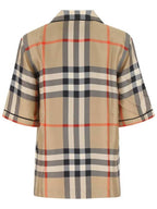 Burberry Check Silk Short Sleeve Shirt Beige