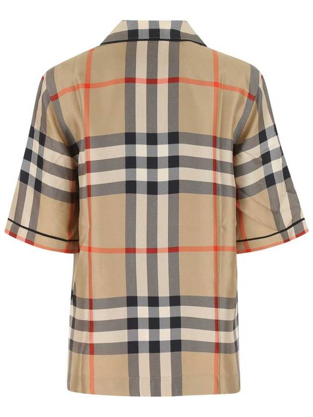 Burberry Check Silk Short Sleeve Shirt Beige