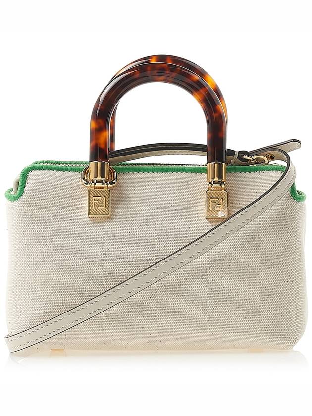 Fendi By The Way Small Canvas Tote Bag Green White