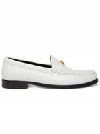 CELINE Luco Triomphe Polished Bull Loafers White
