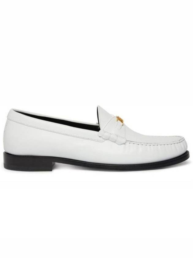 CELINE Luco Triomphe Polished Bull Loafers White