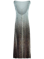 Fendi Animalier Silk Long Dress Light Blue