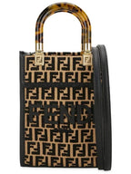 Fendi Sunshine FF Motif Small Tote Bag Black Beige
