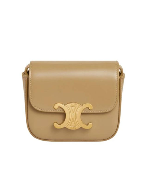 CELINE Triomphe Small Shiny Calfskin Cross Bag Olive