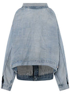 Balenciaga Off-Shoulder Denim Jacket Blue