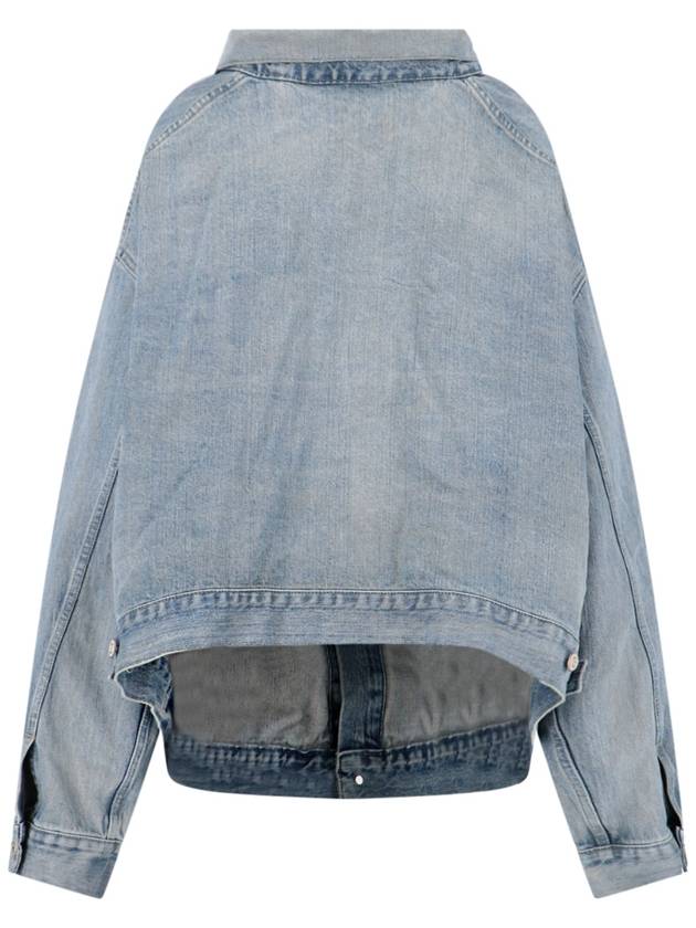 Balenciaga Off-Shoulder Denim Jacket Blue