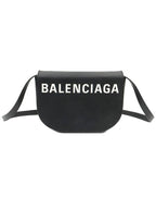 Balenciaga 542207 Black leather lettering logo Bill Day gold plated small cross bag
