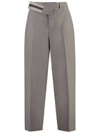 Fendi Mohair Wool Carrot Fit Straight Pants Grey