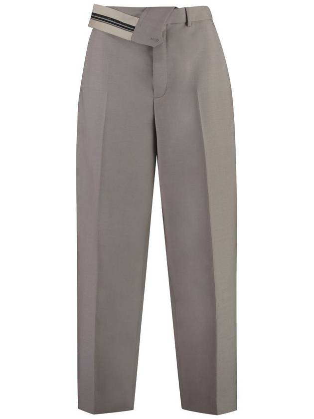 Fendi Mohair Wool Carrot Fit Straight Pants Grey