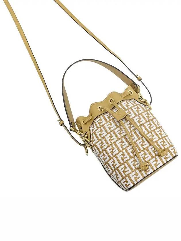 Fendi Mon Tresor Raffia Small Bucket Bag White