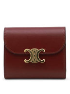 CELINE Triomphe Small Shiny Calfskin Half Wallet Light Burgundy