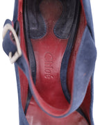 Chloe Mary Jane Pumps in Navy Blue Suede
