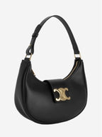 CELINE Ava Triomphe Smooth Calfskin Shoulder Bag Black