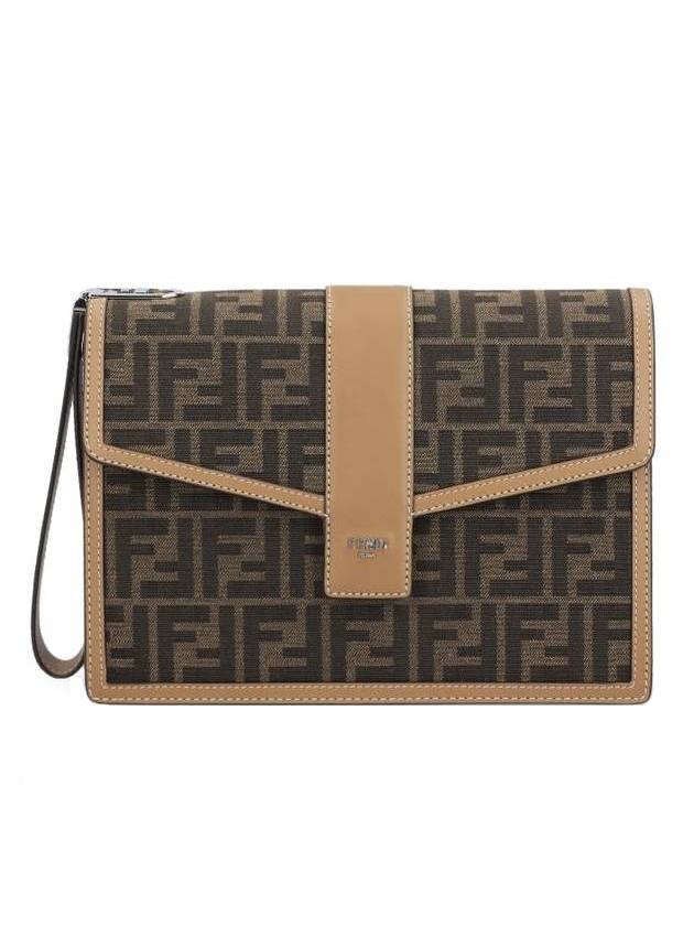 Fendi FF Logo Clutch Bag Brown