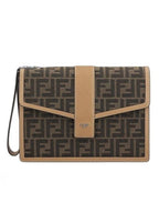 Fendi FF Logo Clutch Bag Brown