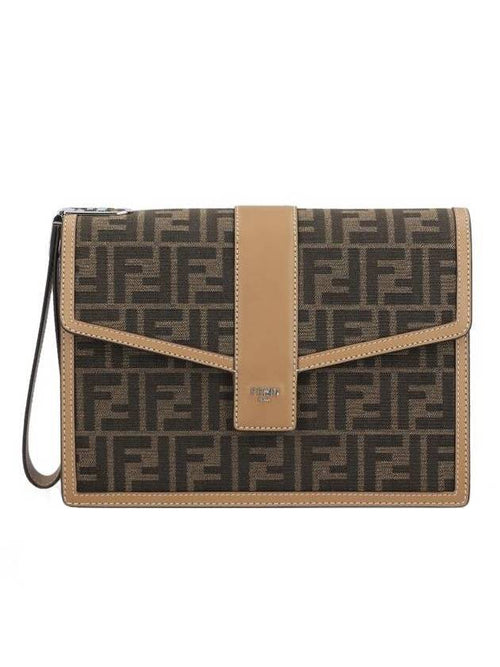 Fendi FF Logo Clutch Bag Brown