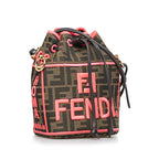 FENDI FENDI 8BS010 Shoulder Bag Canvas/Leather Brown Pink Ladies Fender