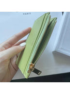 CELINE Zipper Grained Calfskin Card Wallet Light Jade
