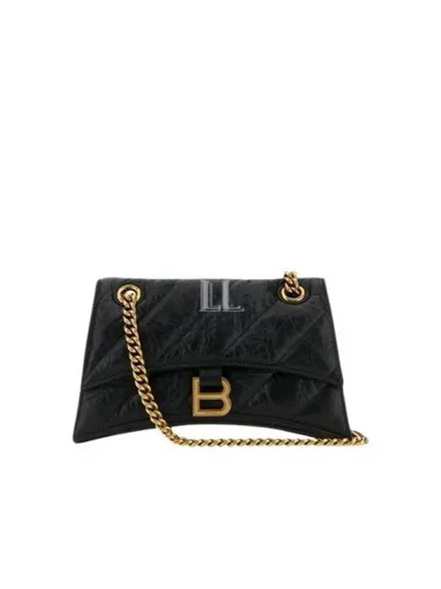Balenciaga Women's Crush Logo Gold Chain Small Shoulder Bag Black