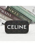 CELINE Triomphe Canvas Horizontal Pouch Cross Bag Brown