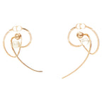 Dior Tribales Gold Metal CD Logo Faux Pearl Swirl Pin Earrings