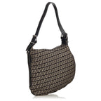 Fendi Zucchino Canvas Oyster Bag Black Grey