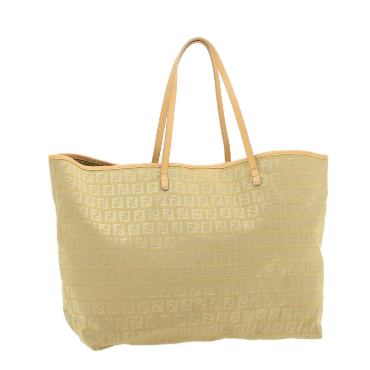FENDI Zucchino Canvas Tote Bag Beige Auth am136b
