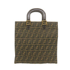FENDI Zucca Canvas Hand Bag Brown Black  am332b