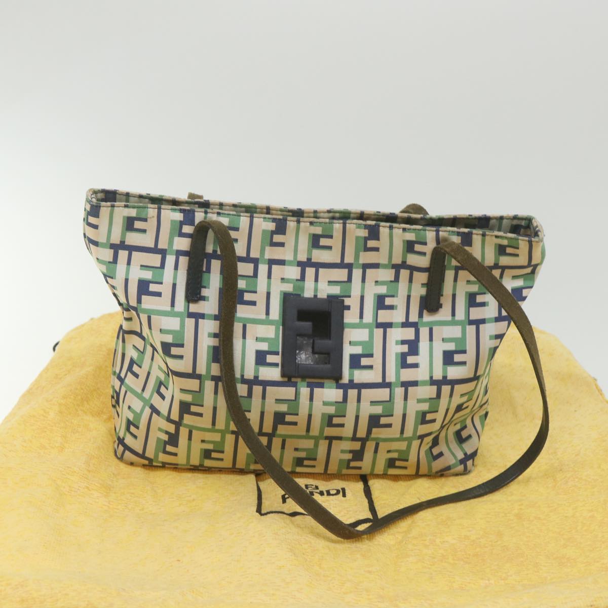 FENDI Zucca Canvas Tote Bag Greenbs10046